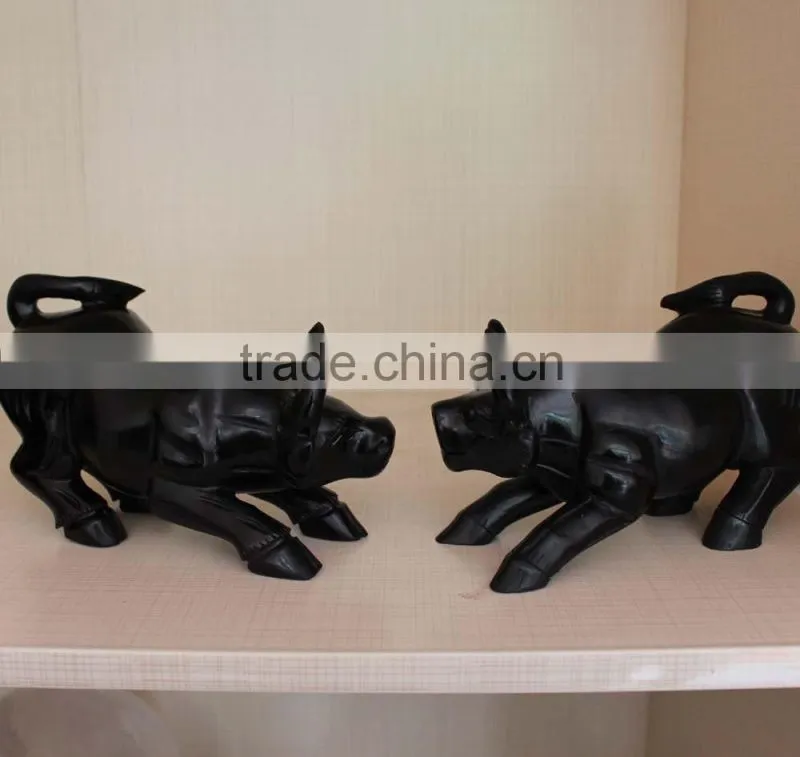 natural rock black obsidian crystal carving Cattle