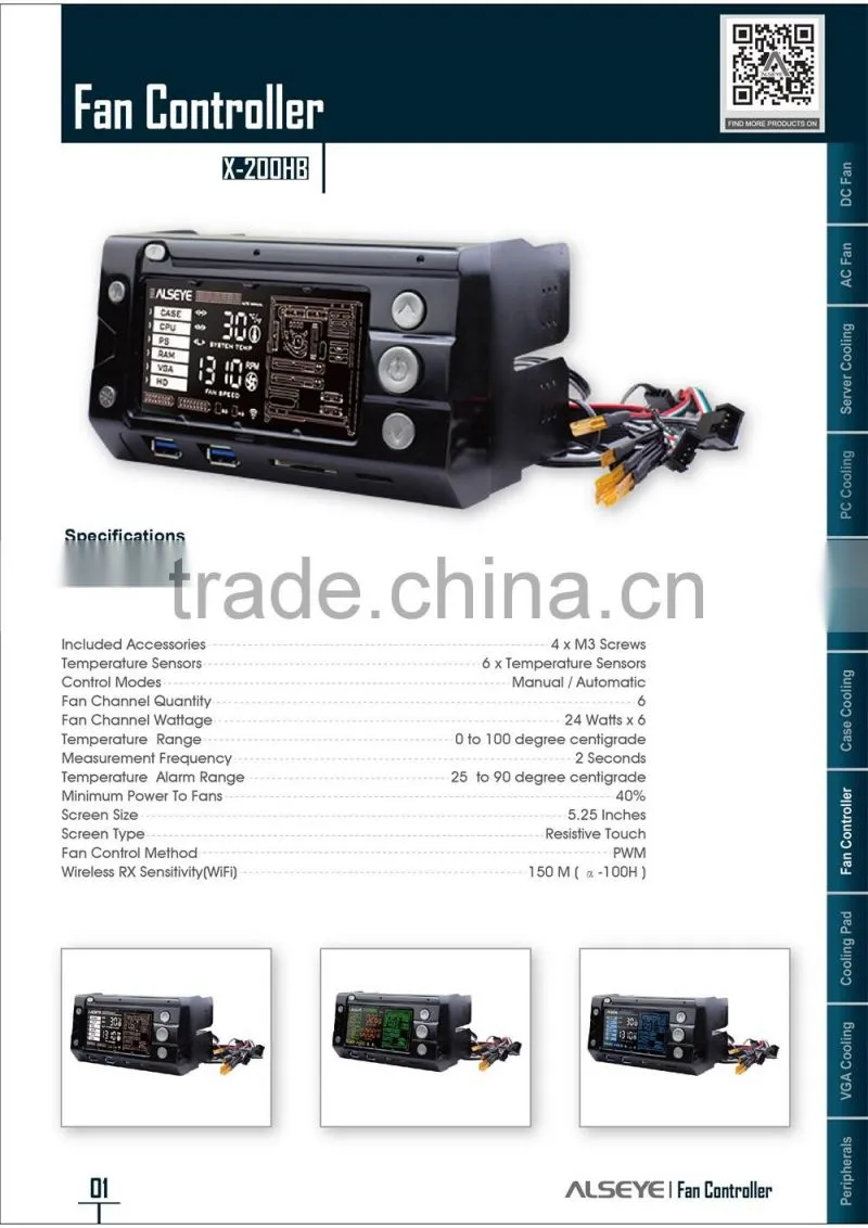 Alseye DA0104 manufacture cpu fan speed 3pin/4pin fan controller software