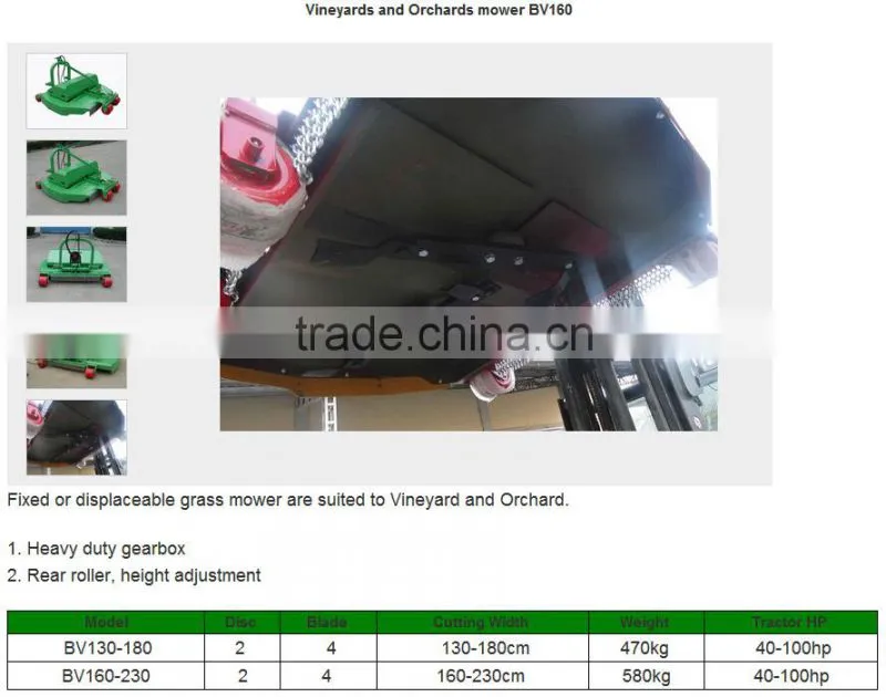 CE exclusive indutrial tractor vineyards and orchards mower