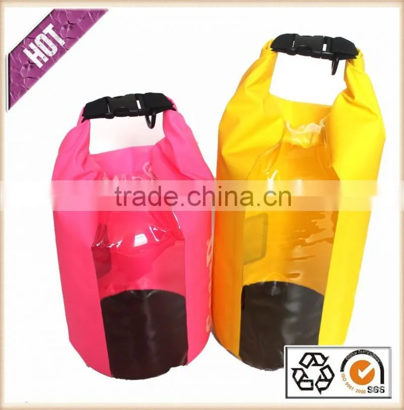 New Design Waterproof Dry Bag With Transparent Window Very Light 190T Polyester Waterproof Bag