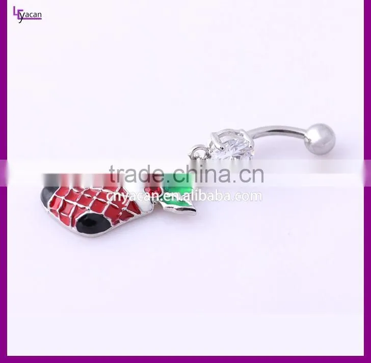 316l Surgical Steel Christmas Socks Dangling Navel Piercing Channel