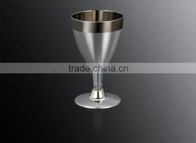 6OZ Disposable Plastic Silver Wine Cup