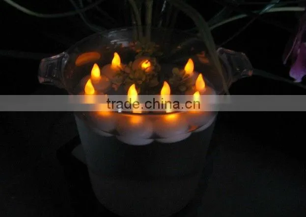 Yellow amber colour led float candle light,led floating tealight,wedding decoration led tealight
