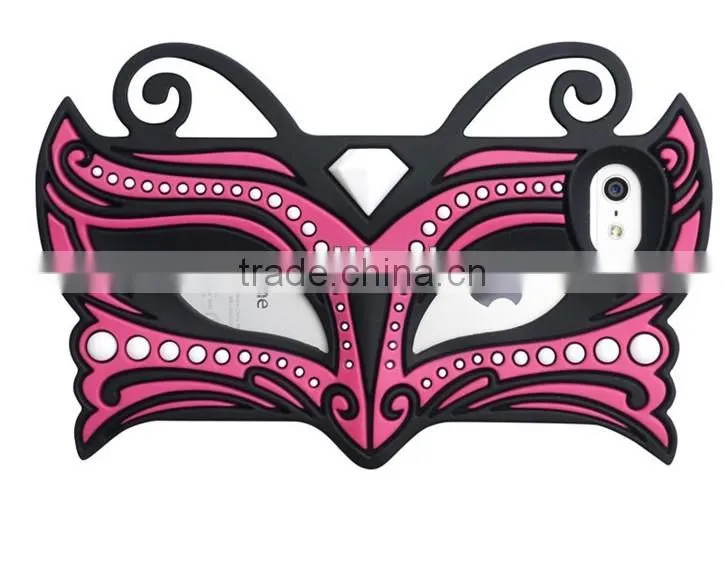 Light Blue Butterfly Mask Silicone Case Skin Cover for iPhone 5S