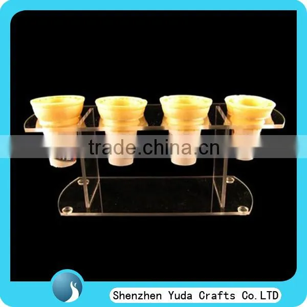 Transparent U shape 6 cone acrylic ice cream display holder bending clear acrylic ice cream stand