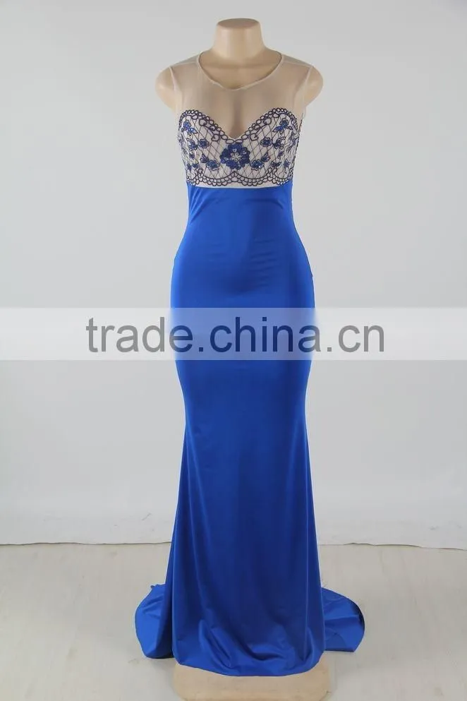 Unique design long evening dress with a train fashion ladies prom dress long