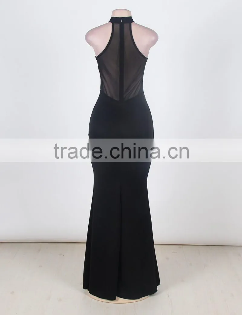 2016 Latest Fashion Hot Wholesale Black Sexy Night Dress Maxi Dresses