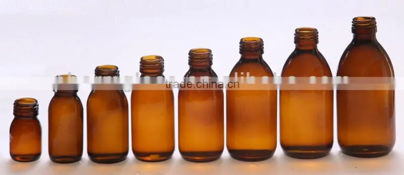 30ml-125ml-500ml Amber glass Bottles For Syrup/Oil DIN28 or PP28 neck