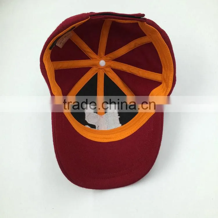 Custom design 8 panel wool blend baseball cap