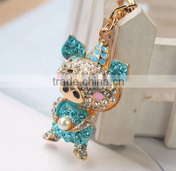 2014 Rhinestone Pig Key chain , Animal Bag Pendant ZTKC-194