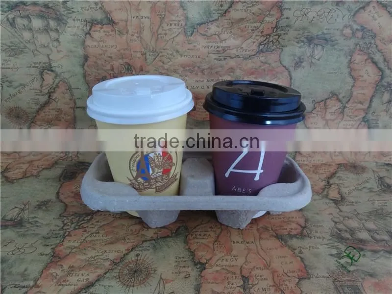 4-pack cheap paper pulp material tray for paper cup