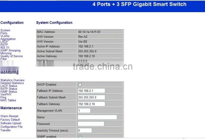 4 Ports Gigabit + 3SFP Web Management fiber Switch