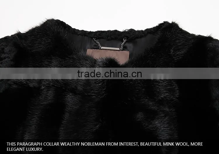 Cheap price black mink fur coat with kara