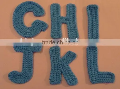 Hand crocheted letters ABC in violet- applique, embellishment, craft