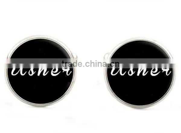 2016 trendy products black round cooper cufflinks for mens shirts