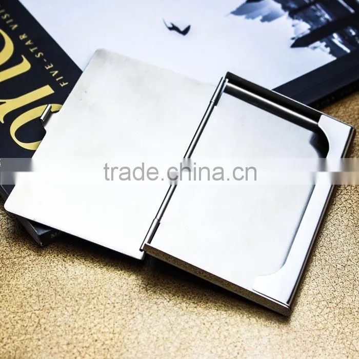 Business card use silver and golden stainless steel metal card holder with polished surface and engraving Logo