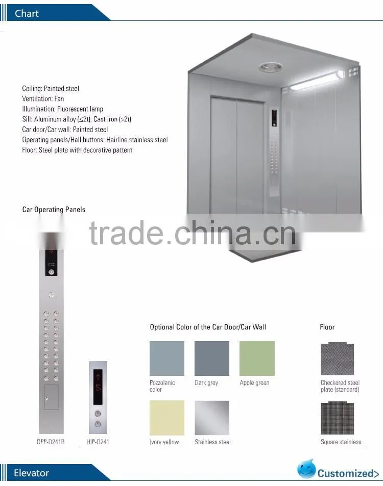 ISO approved commercial low noice lift price freight elevator