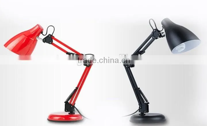 Adjustable Height Modern Bend Desk Lamp Metal In Black White And Red Finish Bedroom Living Room Table Lamp