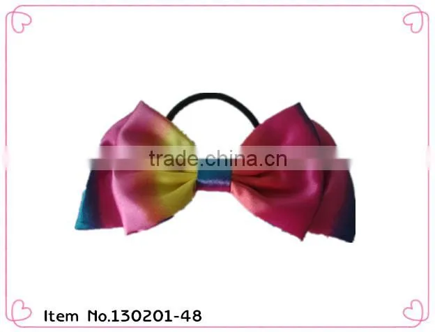 Round Metal Free hair elastic band with grosgrain bowknot
