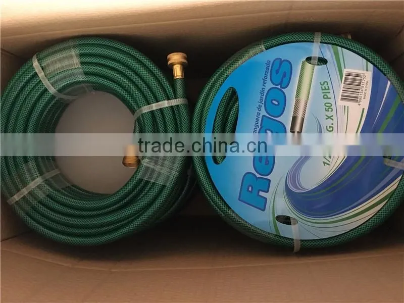 PVC Plastic hose with brass fittings 1/2'' 5/8'' garden hose pvc spiral flexible hose