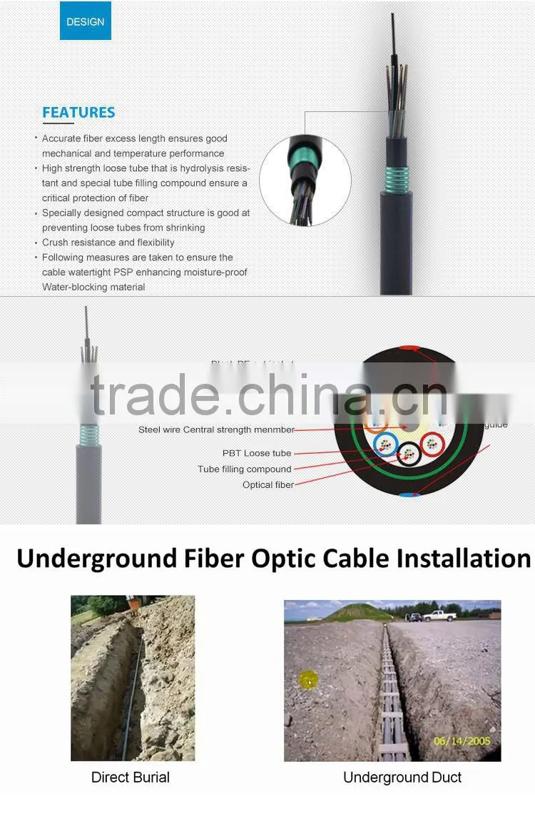 good crush resistance and flexibility direct buried/aerial type optical fiber cable