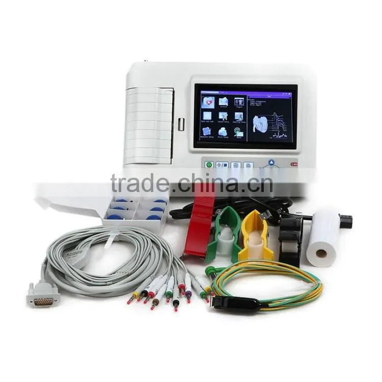 CE &ISO13485 OEM design Standard 12 leads Touch Screen Digital 6-channel Electrocardiograph