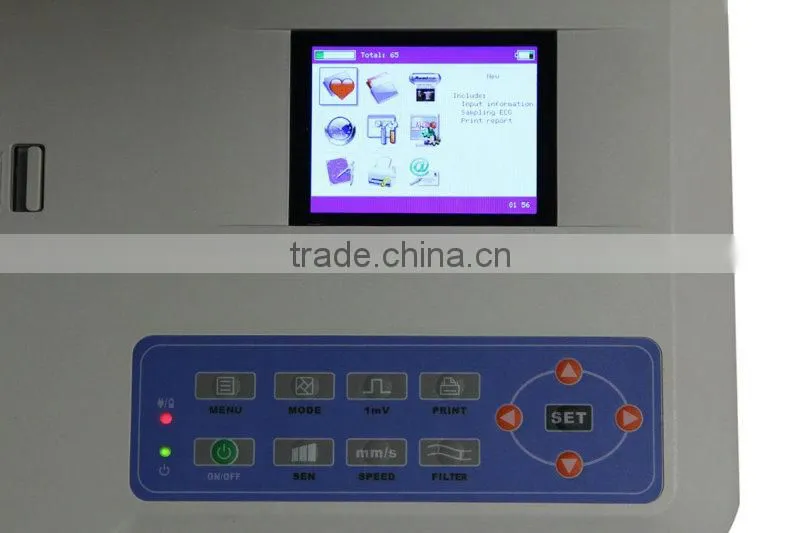 CE approved Portable Digital 3-channel Color Electrocardiograph ECG EKG machine