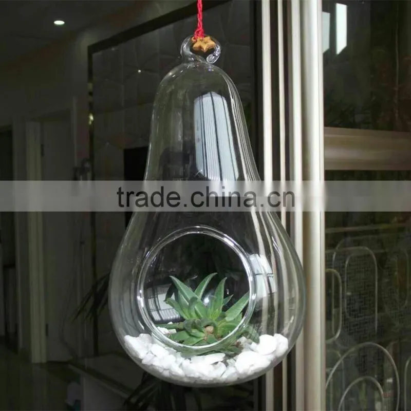 wholesale clear pear shape glass Vase Landscape bottle hanging