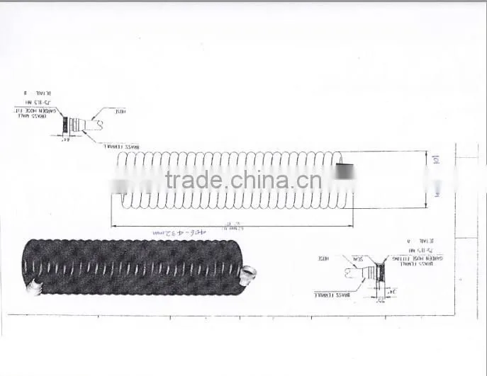 7/16" Black Coil Water Tube With 3/4'' N.H.75 Fitting Ends,Pneumatic fitting
