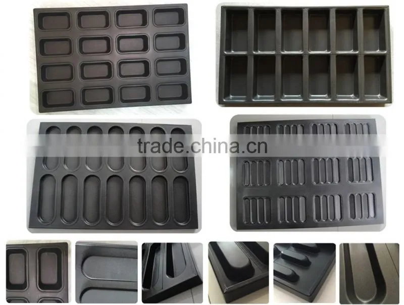 High quality non-stick teflon hamburger aluminum bakery trays 15 grooves loaf bread baking tray