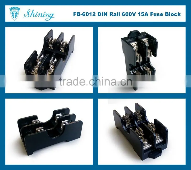 FB-6012 6x30mm Glass Fuse 600V 15A 2 Way Panel Mounted Fuse Box