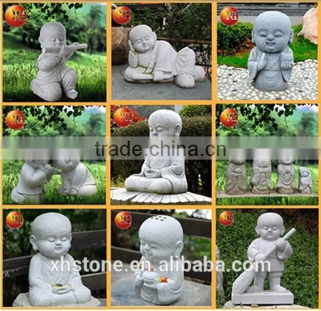 Granite Lovely Little Monk Stone Statue Hands on Chin