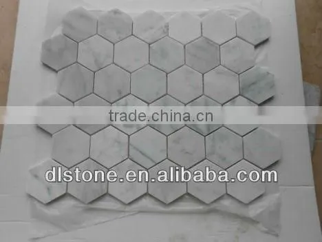 Bianco Carrara White Marble Mosaic antique polished Tile Middle Hexagon
