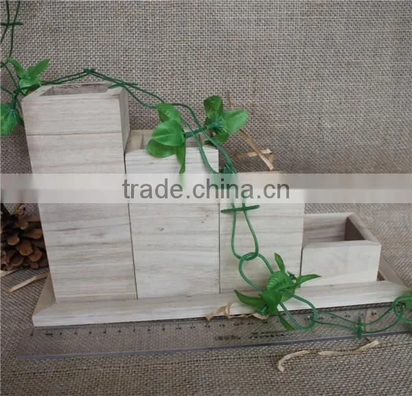 Unfinished custom students wooden pen container