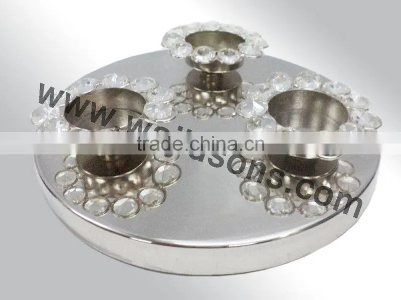 round crystal tea light candle holder