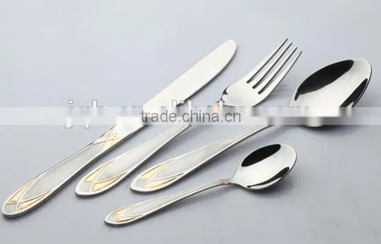Black gold plated stainless steel cutlery set/flatware set