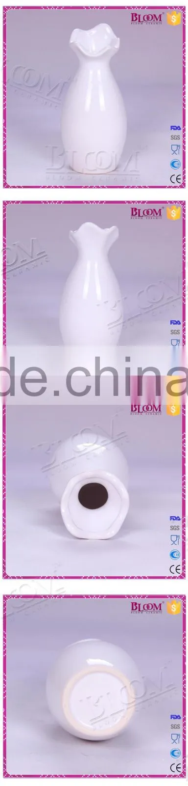 high quality white glazed ceramic vase flower