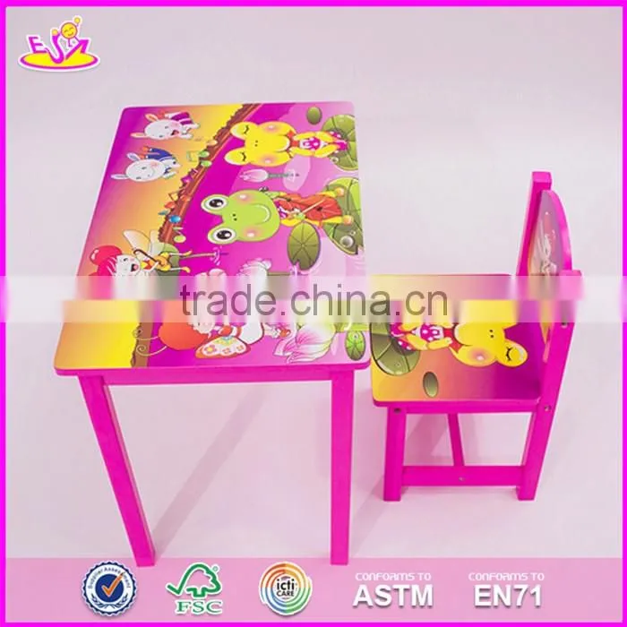 2017 New design home / school / cartoon wooden boys table and chairs W08G199