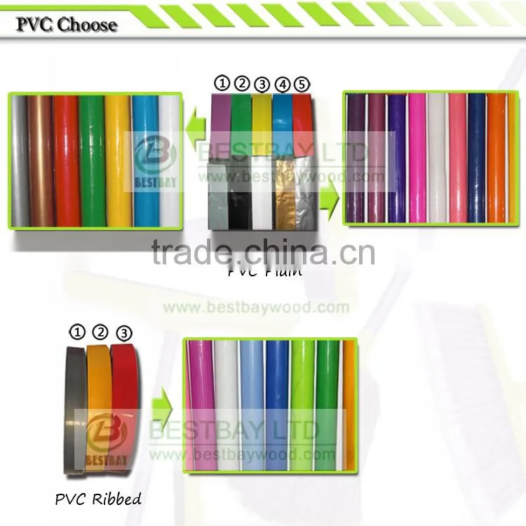 PVC coated wooden broom handle with thread Wooden broom stick / wood handle /