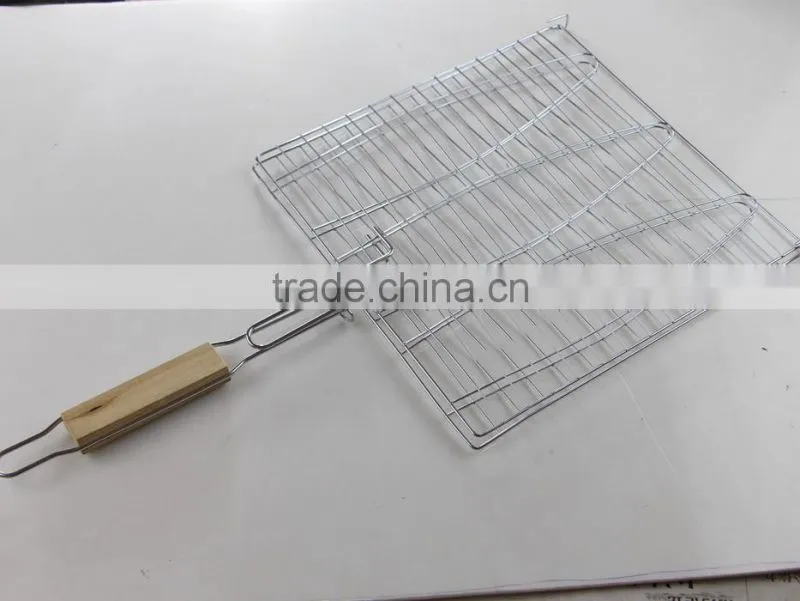 Outdoor Barbecue Wooden Handle Grill Net