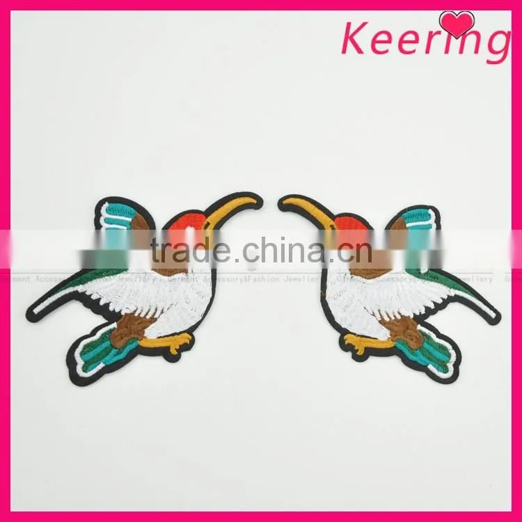 3D bird embroidery patch custom design for clothing WEF-270