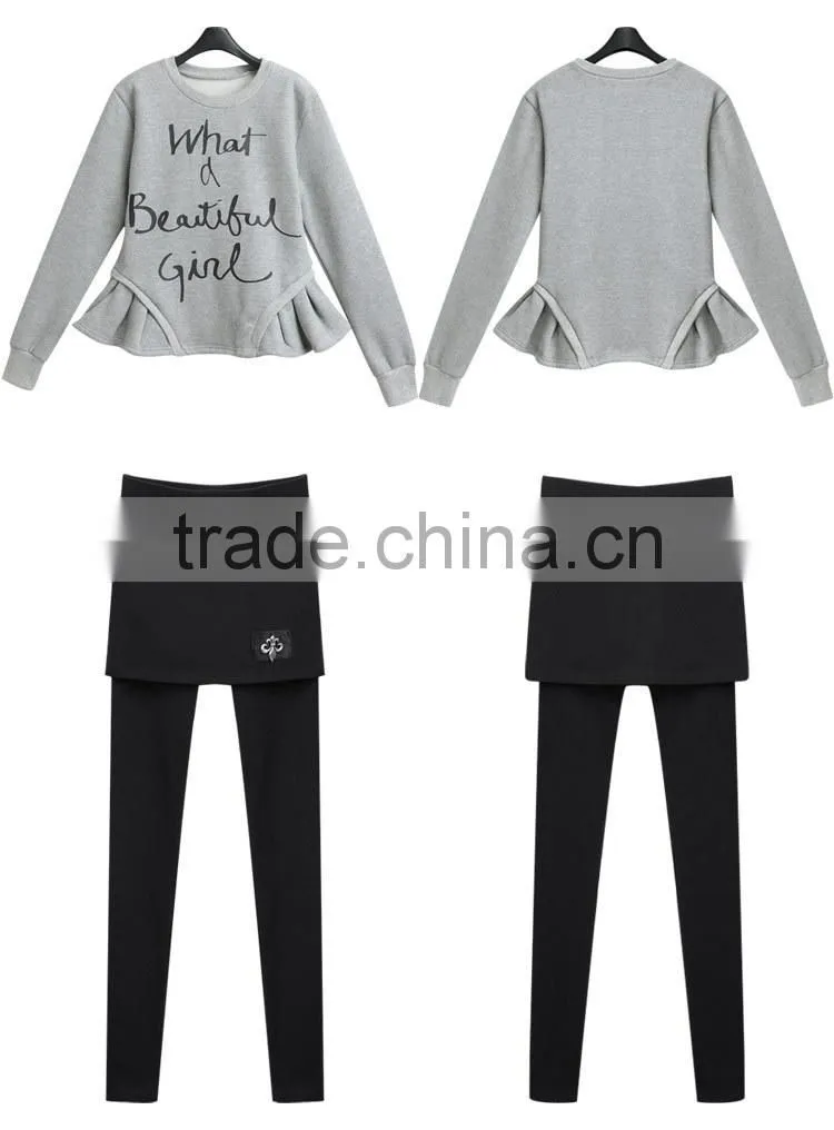 2014 Spring New Women Fleece Tracksuit Jacket And Pants Jumper Sweatshirt