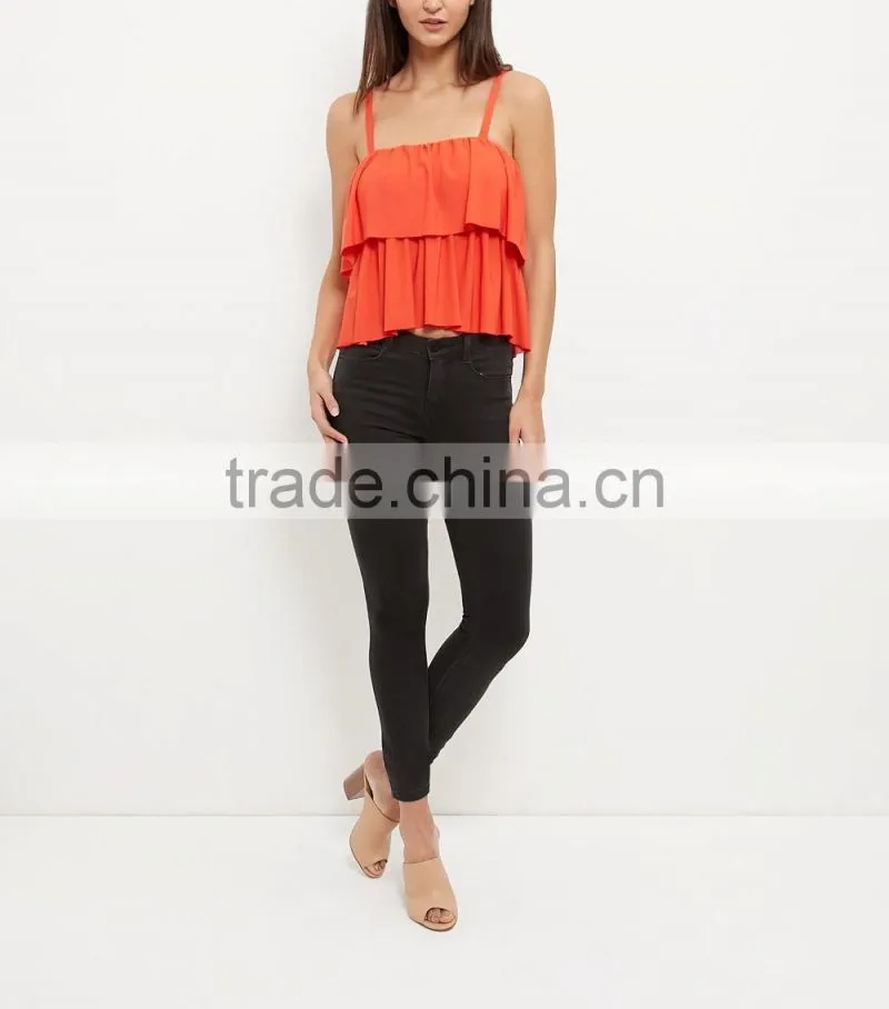 2016 Newest Sexy Layered Tie Strap Cami Sleeveless Top HST8043