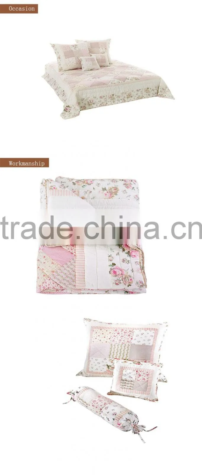 Good sales cotton real patchwork BSCI Okeo-tex high quality shape bedspread