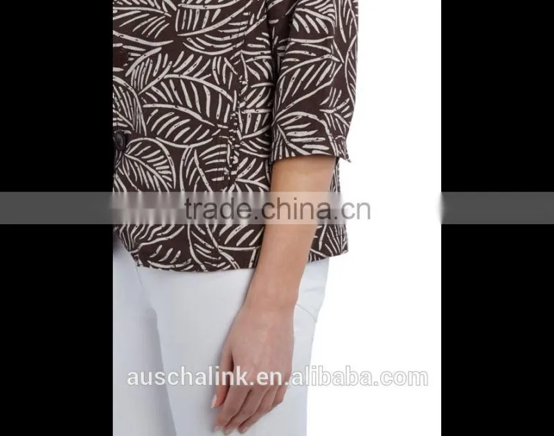 outdoor fashion custom lady all over leaf print jacket wholesale