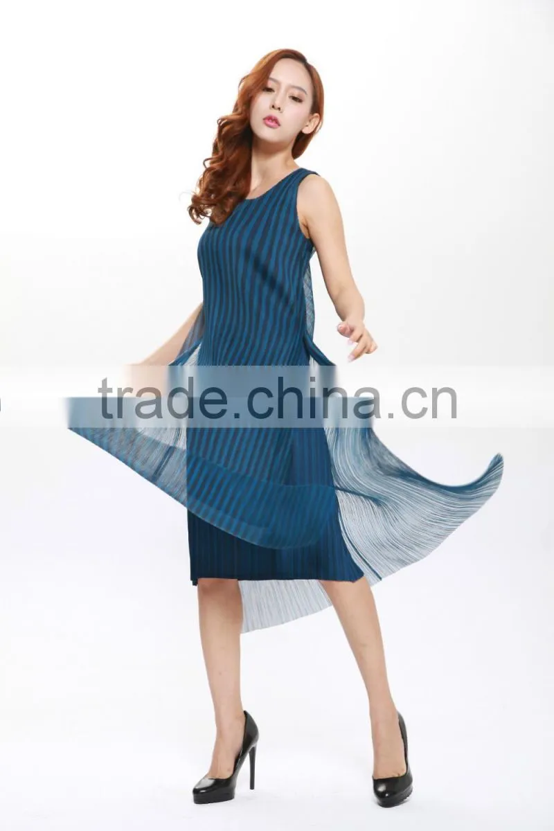 Korean new style vertical stripes tight women crumple dress