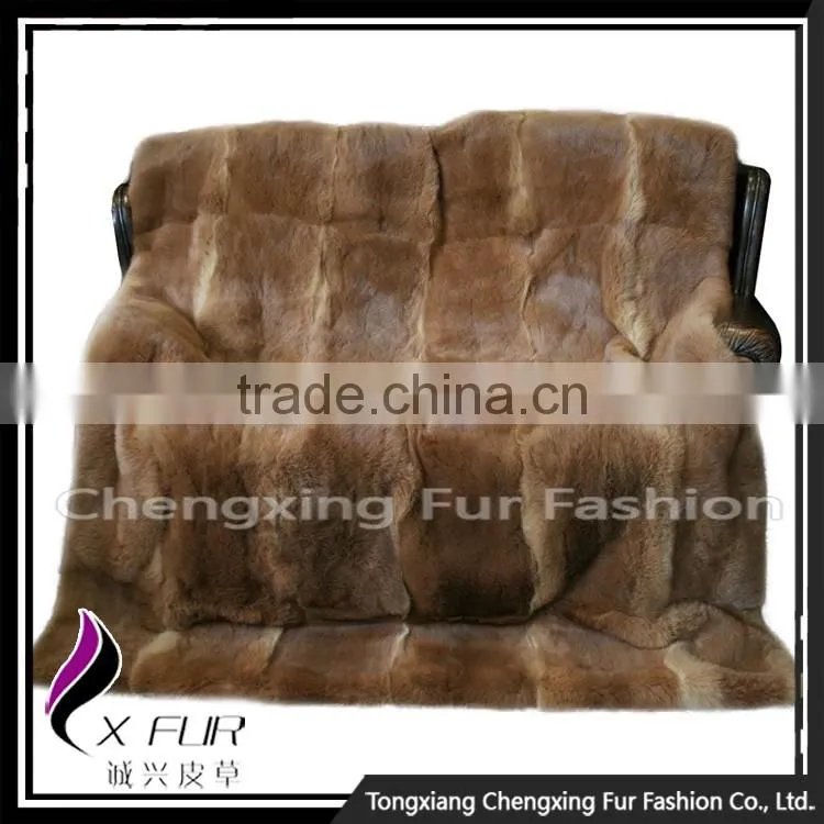CX-D-08D Throw Single Side Fur Blanket Thick Real Rabbit Fur Blanket