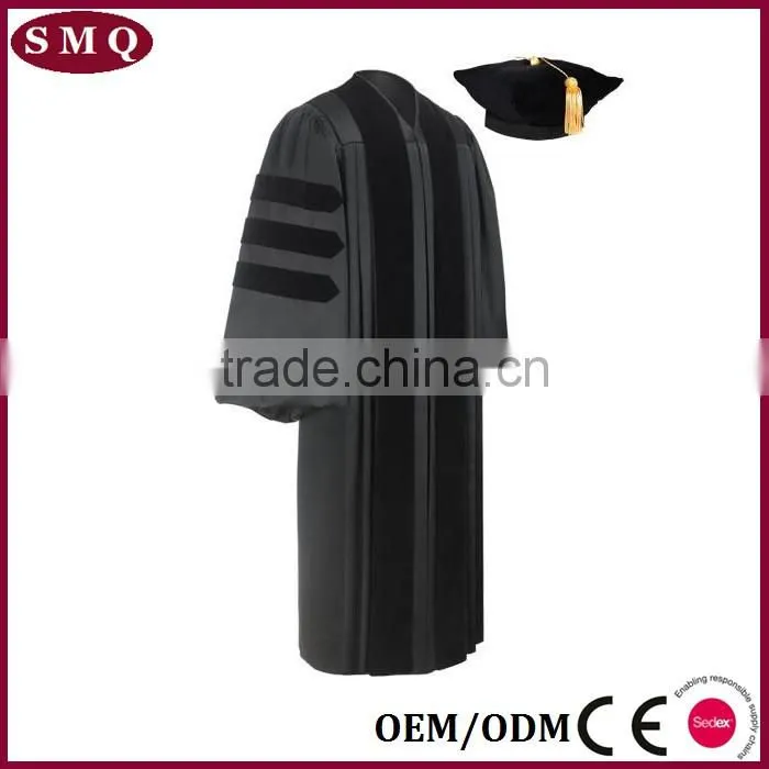 Wholesale high quality academic robes doctoral graduation gown