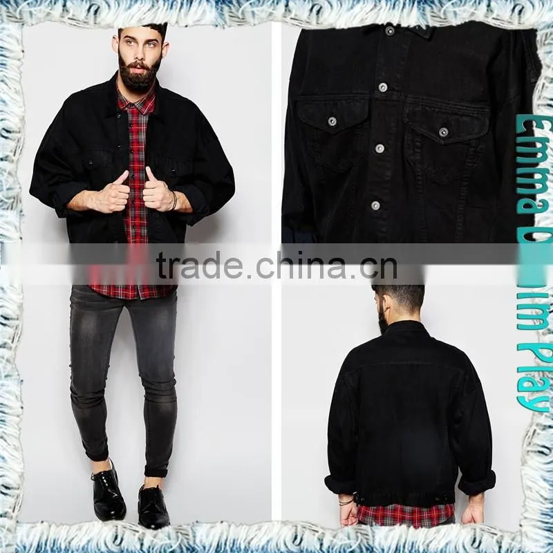 Autumn New Fashion Mens Black Denim Metal Button Jackets