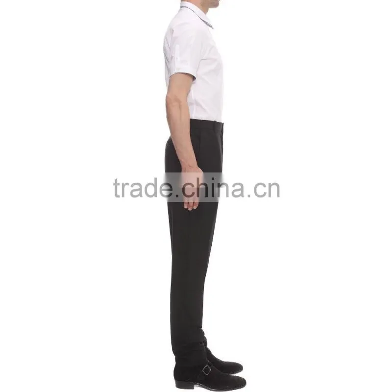 2015 KAIYA double collar contrast stripe fancy short sleeve button front dress shirt bank office wearing